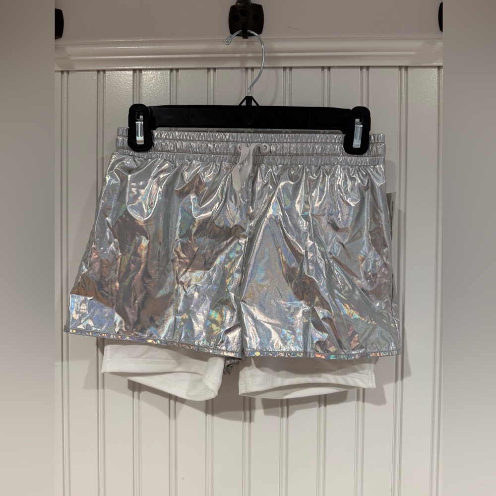 Ideology Silver Metallic Athletic Shorts